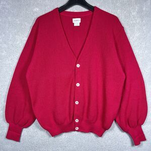 VTG 80'S Saks Fifth Avenue Cardigan 100% Alpaca Knit Red Unisex LARGE Peru Made